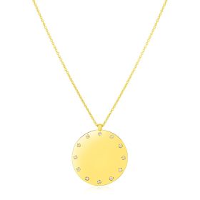 14K Yellow Gold Disc Necklace with Diamonds