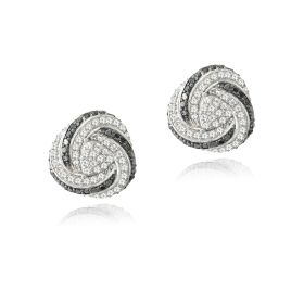 Sterling Silver 2/5ct Black Diamond & White Topaz Love Knot Stud Earrings