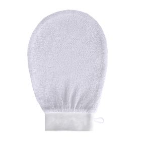 Rayon Viscose Fiber Medium Fine Sand Exfoliating Bath Gloves (Color: White)